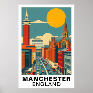 Manchester Engeland Vintage Reis Kunst Poster