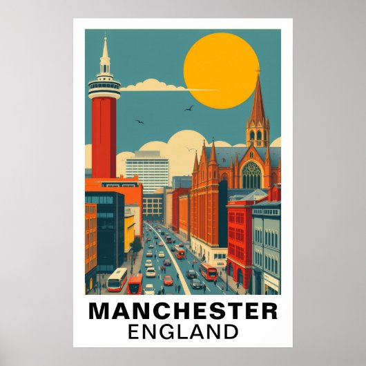 Manchester Engeland Vintage Reis Kunst Poster (Voorkant)
