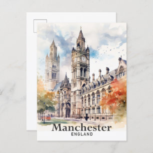 Manchester Engeland Waterverf Schilderij Reizen Briefkaart