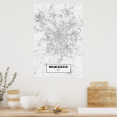 Manchester, Engeland (zwart op wit) Poster (Keuken)