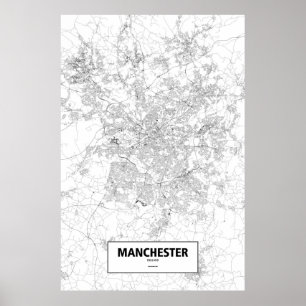 Manchester, Engeland (zwart op wit) Poster