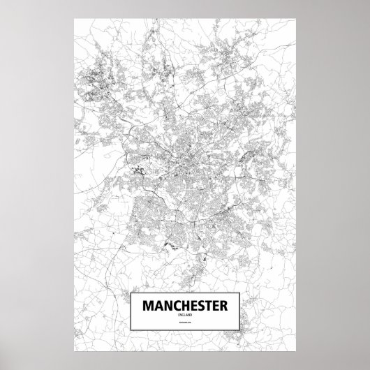 Manchester, Engeland (zwart op wit) Poster (Voorkant)