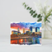 Manchester England City Panorama Uitzicht Briefkaart (Staand voorkant)