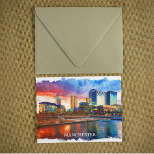 Manchester England City Panorama Uitzicht Briefkaart