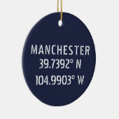 Manchester England Latitude Longitude Keramisch Ornament (Rechts)