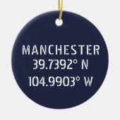 Manchester England Latitude Longitude Keramisch Ornament (Voorkant)