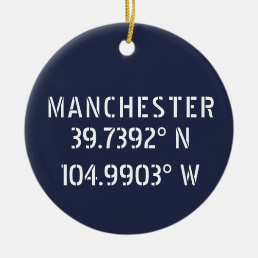 Manchester England Latitude Longitude Keramisch Ornament (Voorkant)