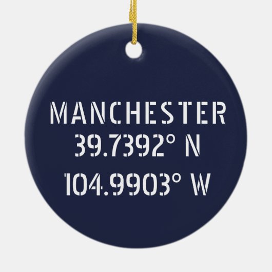 Manchester England Latitude Longitude Keramisch Ornament (Achterkant)