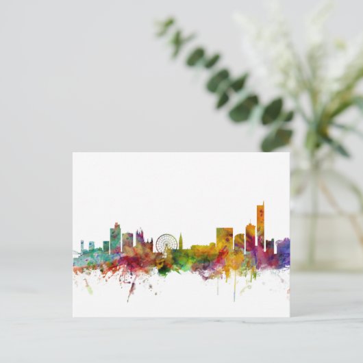 Manchester England Skyline Briefkaart (Staand voorkant)