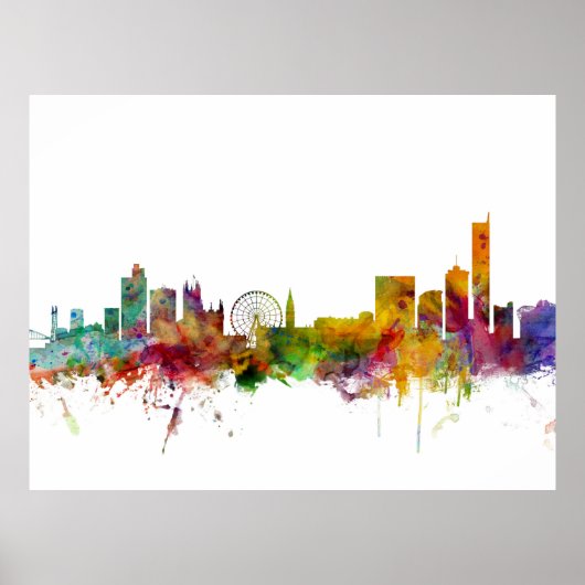 Manchester England Skyline Poster (Voorkant)