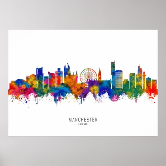 Manchester England Skyline Poster (Voorkant)