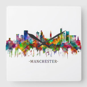 Manchester England Skyline Vierkante Klok