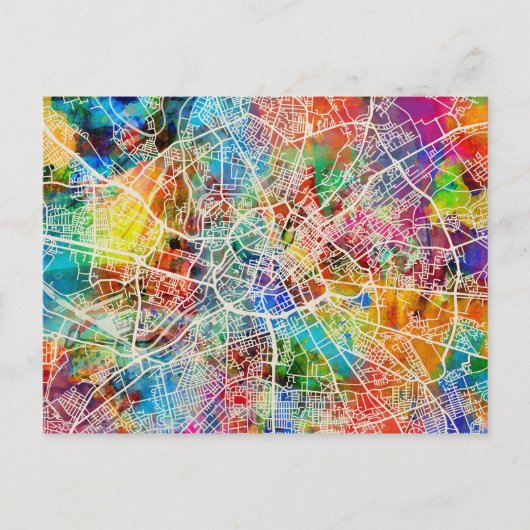 Manchester England Street City Map Briefkaart (Voorkant)
