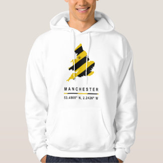 Manchester GPS-coördinaten Bee Map Hoodie