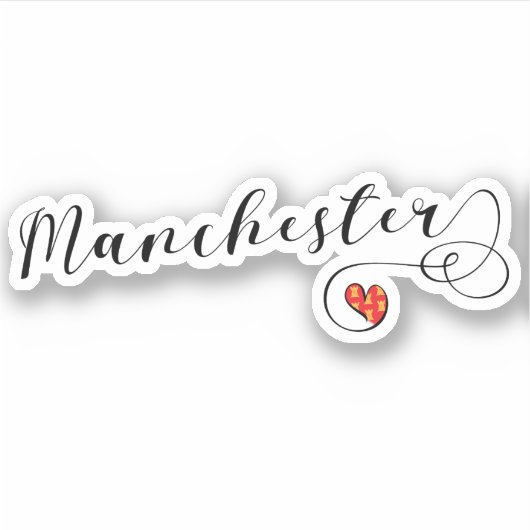 Manchester Heart Flag Sticker (Voorkant)