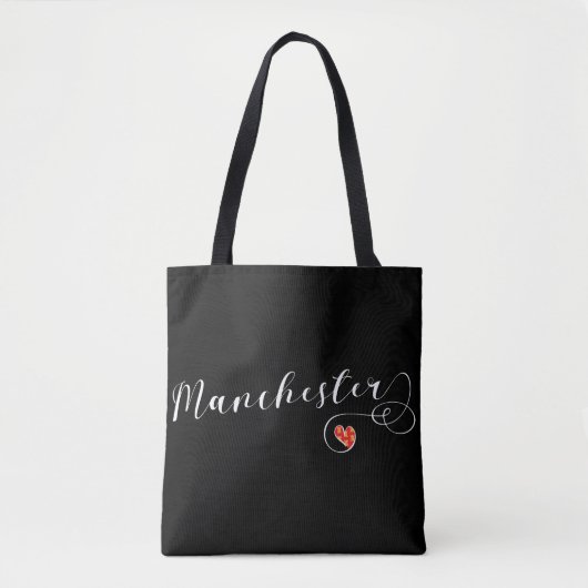 Manchester Heart Grocery Bag, Engeland Tote Bag (Voorkant)