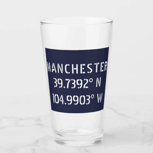 Manchester Latitude Longitude Glas (Voorkant)