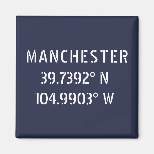 Manchester Latitude Longitude Magneet (Voorkant)