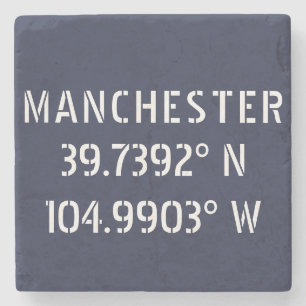 Manchester Latitude Longitude Stenen Onderzetter