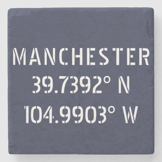 Manchester Latitude Longitude Stenen Onderzetter (Voorkant)