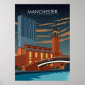 Manchester Minimale Retro Travel Poster (Voorkant)