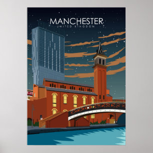 Manchester Minimale Retro Travel Poster