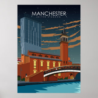 Manchester Minimale Retro Travel Poster