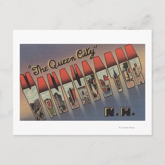 Manchester, New Hampshire - Large Letter Scenes Briefkaart (Voorkant)