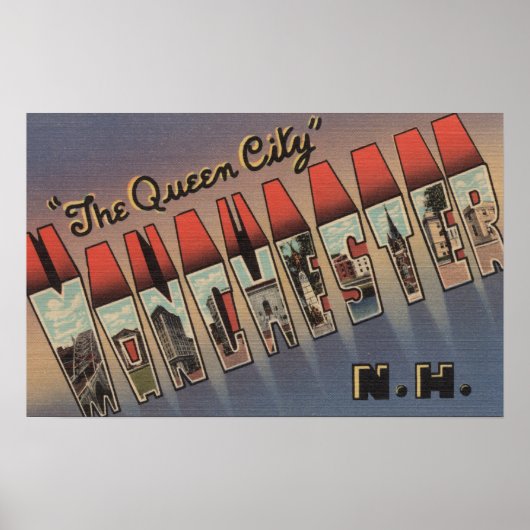 Manchester, New Hampshire - Large Letter Scenes Poster (Voorkant)