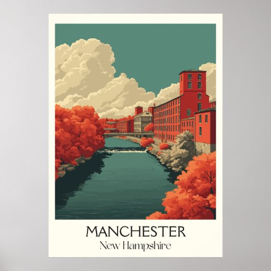 Manchester New Hampshire Mill City Poster (Voorkant)
