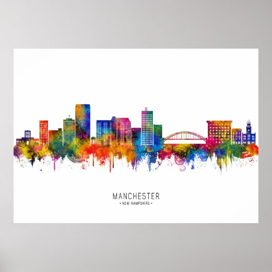 Manchester New Hampshire Silhouette Poster (Voorkant)