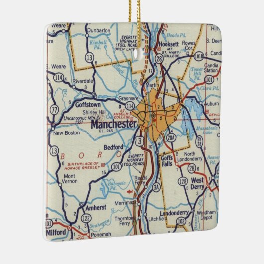 Manchester NH  Map Keramisch Ornament (Rechts)