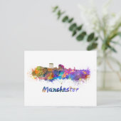 Manchester NH skyline in waterverf Briefkaart (Staand voorkant)