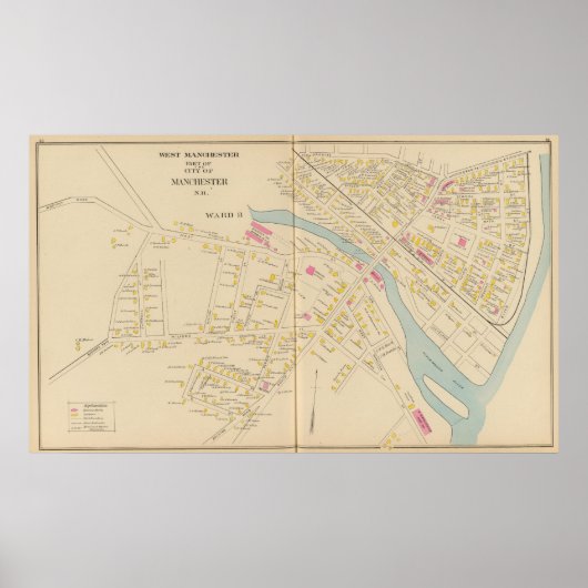 Manchester, NH, W Manchester, Ward 8 Poster (Voorkant)