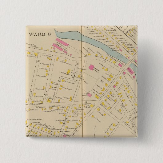 Manchester, NH, W Manchester, Ward 8 Vierkante Button 5,1 Cm (Voorkant)