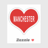 MANCHESTER Red Love Heart Vinyl Sticker (Vel)