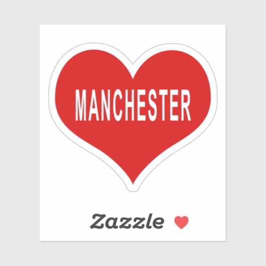 MANCHESTER Red Love Heart Vinyl Sticker (Vel)