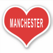 MANCHESTER Red Love Heart Vinyl Sticker (Voorkant)