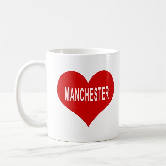 MANCHESTER Rode Hart Koffiemok (Links)