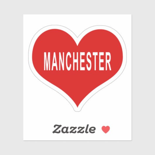 MANCHESTER Rode Hart Vinyl Sticker (Vel)
