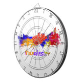 Manchester skyline in watercolor dartbord (Voorkant Rechts)