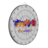 Manchester skyline in watercolor dartbord (Voorkant Links)