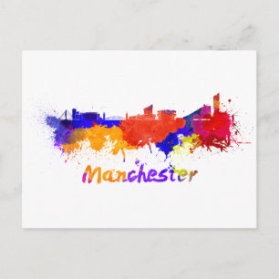 Manchester skyline in waterverf briefkaart