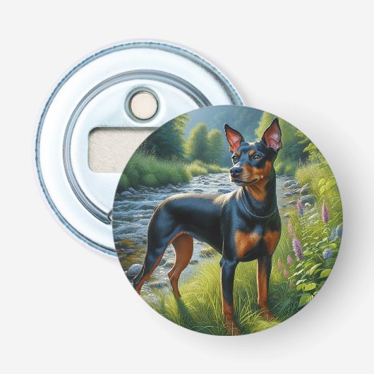Manchester Terrier Button Flesopener (Voorkant)