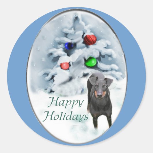 Manchester Terrier-kerstcadeaus Ronde Sticker (Voorkant)
