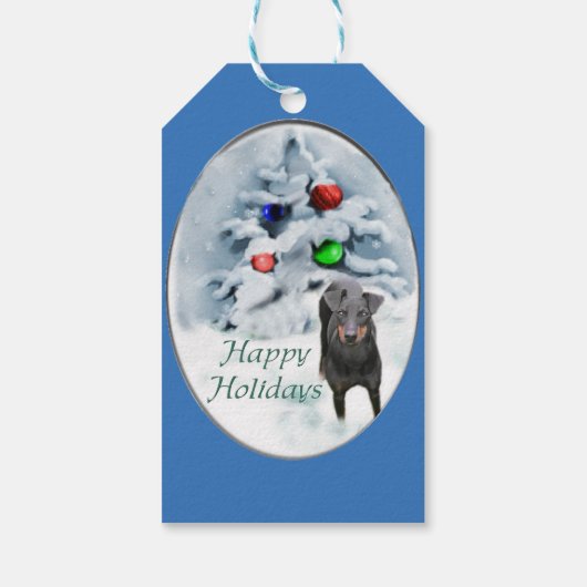 Manchester Terrier Kerstmis Cadeaulabel (Achterkant)