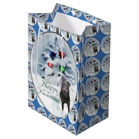 Manchester Terrier Kerstmis Medium Cadeauzakje (Voorkant Gekanteld)