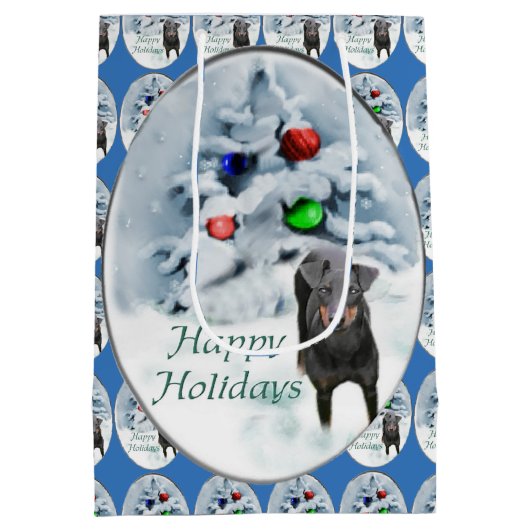 Manchester Terrier Kerstmis Medium Cadeauzakje (Achterkant)