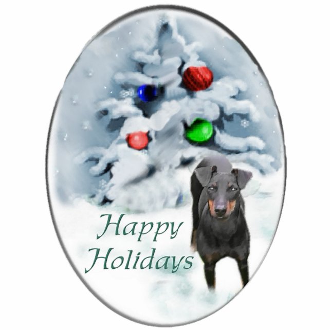 Manchester Terrier Kerstversiering Fotobeeldje Ornament (Voorkant)