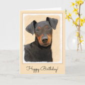 Manchester Terrier Painting - Original Dog Art Kaart (Gele Bloem)